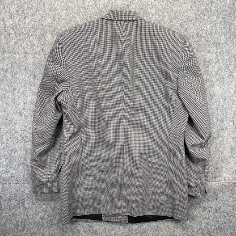 Vintage Christian Dior Double Breasted Blazer 40R Houndstooth Wool Shoulder Pads